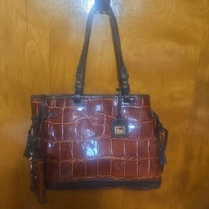 Dooney & Bourke Brown Crocodile-Embossed Shoulder Bag